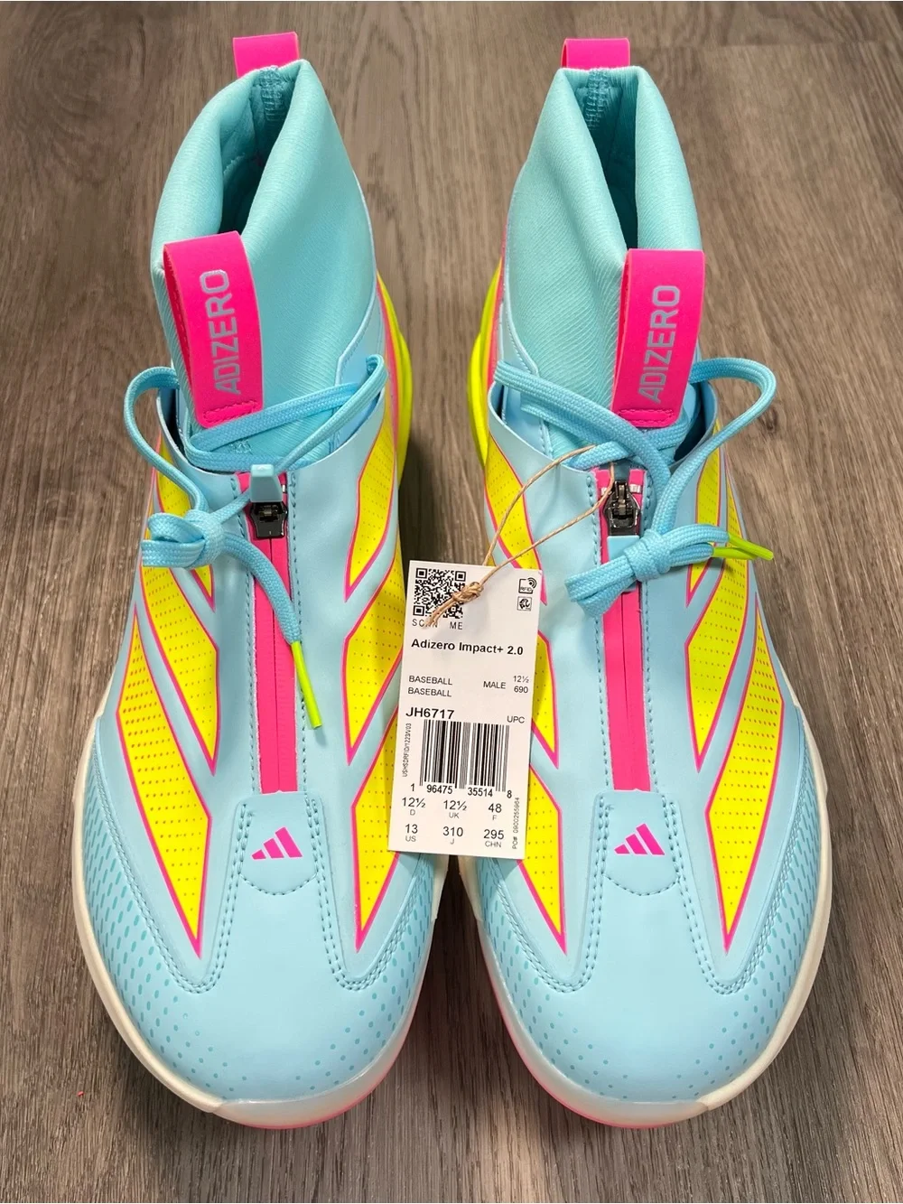 adidas adizero Impact+ 2.0 Men's Metal Baseball Cleats Size 13 JH6717 Blue Pink